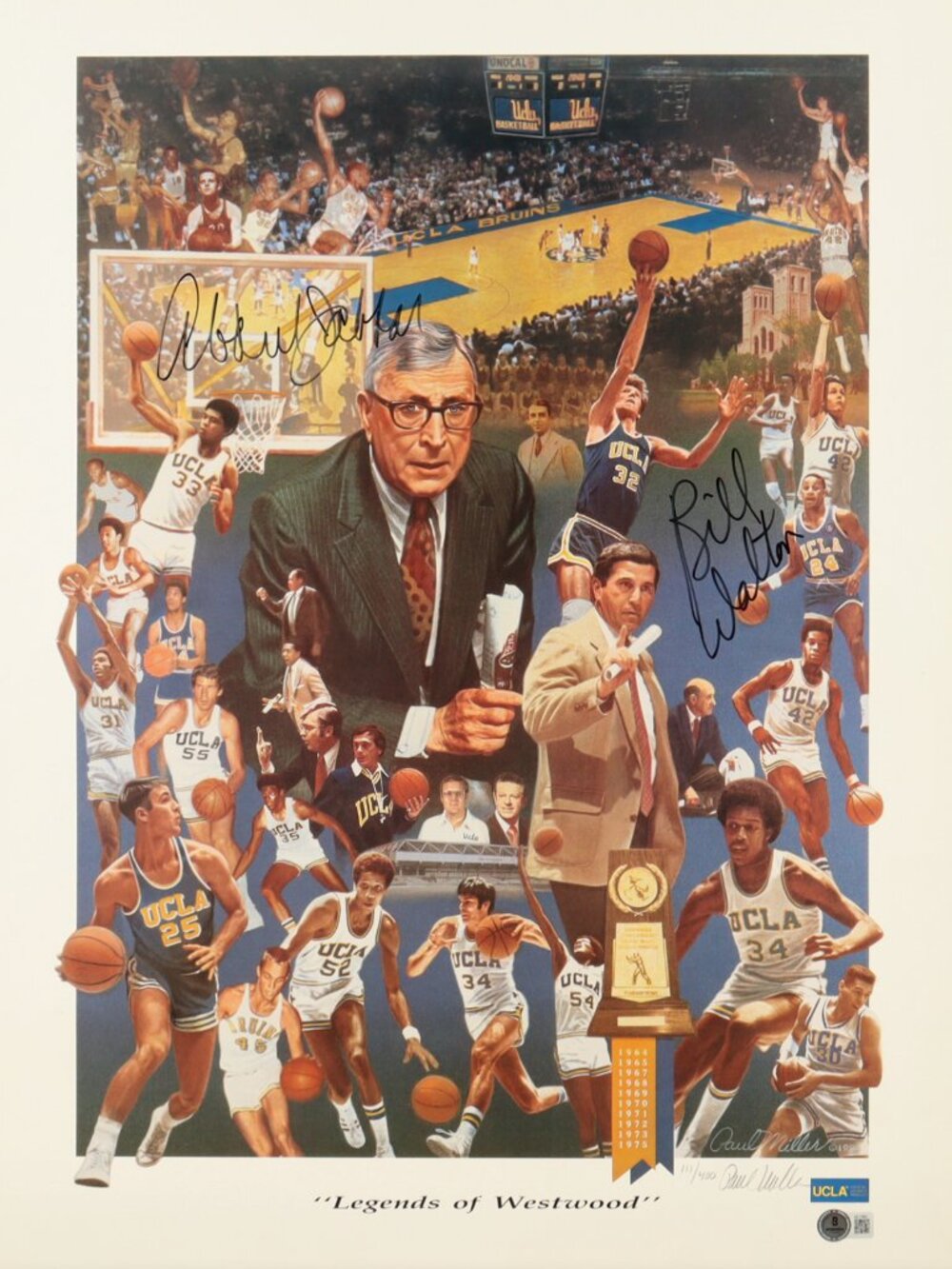 Kareem Abdul-Jabbar Bill Walton Signed Auto UCLA "Legends of Westwood" 18x24 BAS
